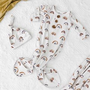 Caden Lane Rainbow Gown + Hat Set